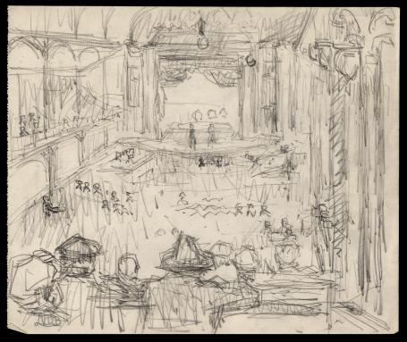 Schets, publiek in het theater (+/- 1895)