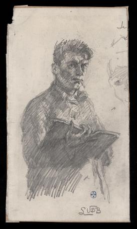 Man met boek en sigaretje in de mond (+/- 1900)