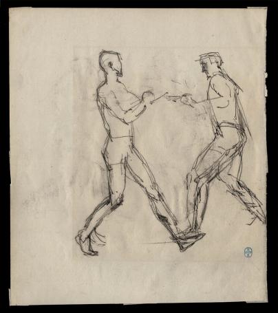 Twee boxers aan het sparren (+/- 1900)