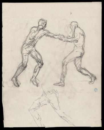 Schets, boxer en zijn tegenstander (+/- 1897)