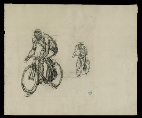 19de eeuwse tekening van fietsers