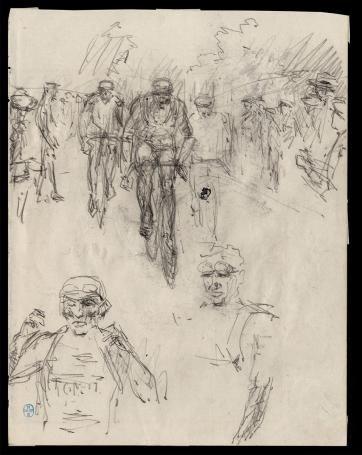 Schets, groepje renners (+/- 1895)