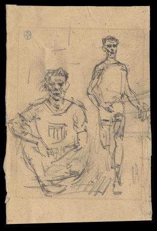 Schets, loper en zittende atleet (+/- 1900)
