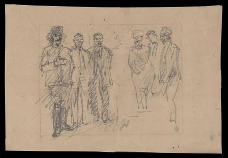 Schets, mannen en soldaten (+/- 1894)