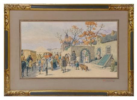 Aquarel, L Arrivée du Cirque 1926