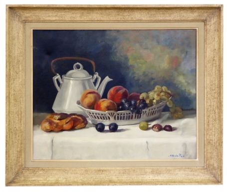 Stilleven theepot vruchten en brood 1981