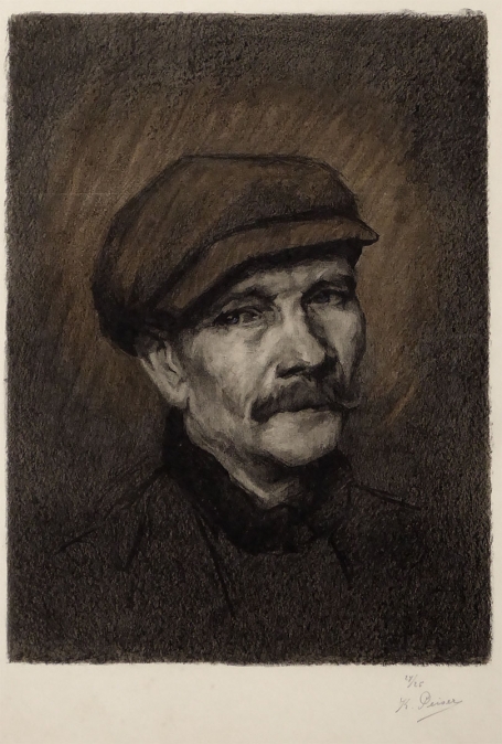 Belgische kunstenaar Kurt Peiser met een kleurenlitho