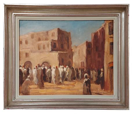 Stad met mensen in het Oosten