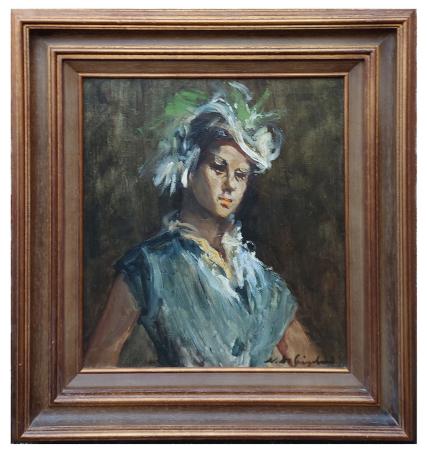 De dame met het hoedje (met de vingers geschilderd)