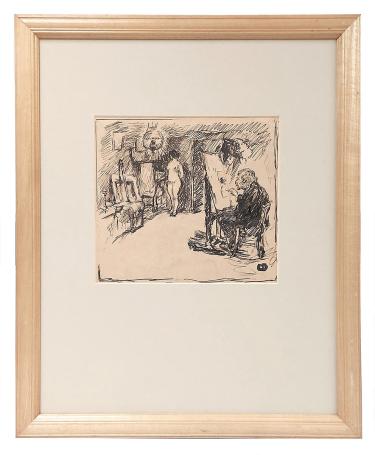 De schilder in zijn atelier met een naaktmodel