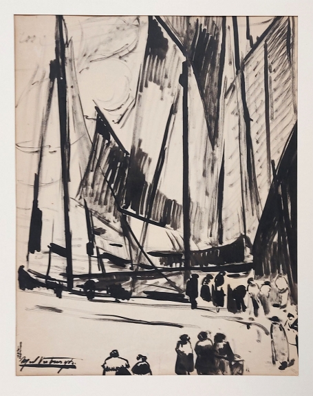 Médard Verburgh met een expressionistische tekening uit 1924