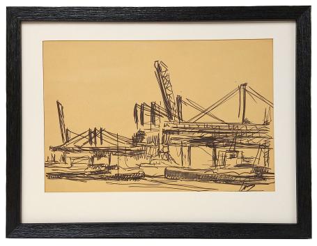 Kranen en bruggen in de haven van Antwerpen