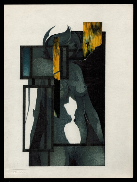 Tekening gemengde techniek, naakte dame 11 08 1990