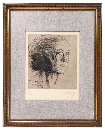 Droge naald ets, vrouwenhoofd 1930 34/75