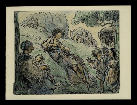 Gekleurde tekening van Alfred Ost kopen
