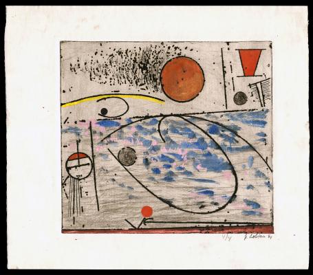 Opgehoogde abstracte ets 1964 4/4