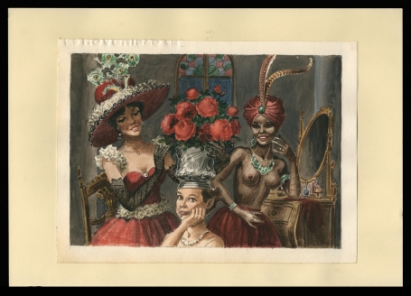 Voorstudie,  Aquarel De bekroning van de Franse vrouw