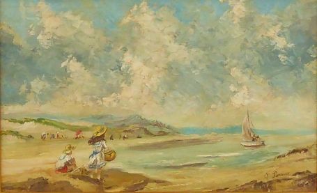 Girls playing at the beach