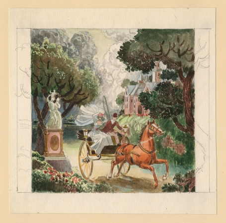 Aquarel voor "De vlucht voor de storm"