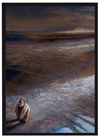 Pastel: De man in de grote vlakte 1989