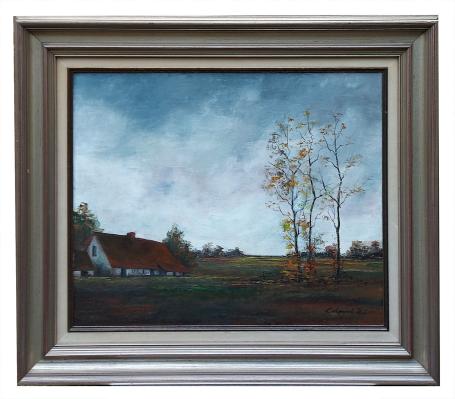 Fris herfstlandschap met boerderij