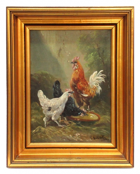 Twee kippen en een haan