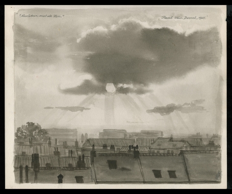 Aquarel 1985 Mediteer met de zon