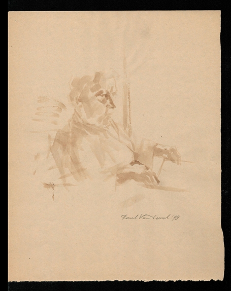 Aquarel oude zittende man 1979