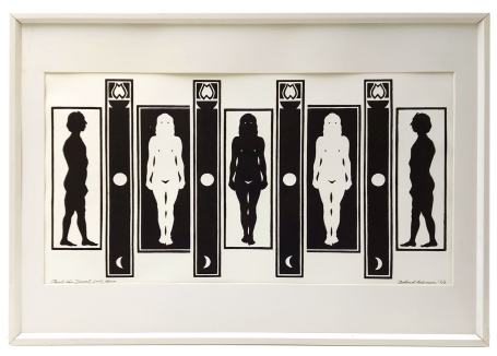 de Belgische kunstenaar Paul Van Dessel met een linocut