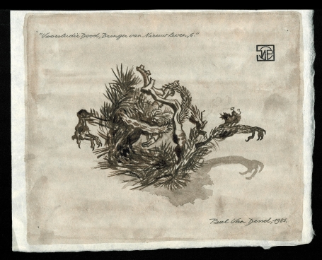 Aquarel: "Voorstudie Dood, Brenger van Nieuw leven, 6." 1985