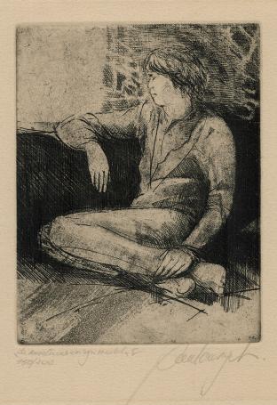 Originele ets van de Belgische kunstenaar Paul Van Eyck