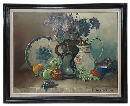 Stilleven met geglazuurde kan