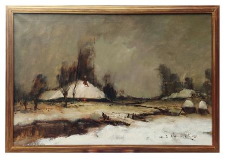 Sneeuwlandschap van Belgische schilder Henri Joseph Pauwels kopen