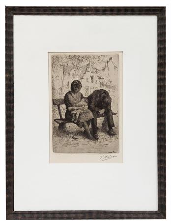 Man en vrouw met kind op bankje