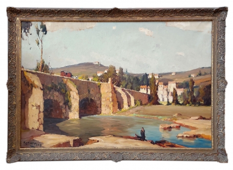 Zuiders gezicht op viaduct aan rivier