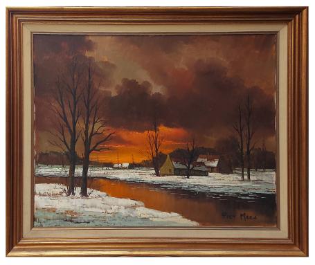 Wintergloed in een landschap