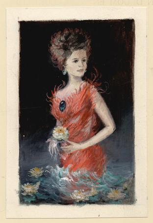 Dame tussen de waterlelies