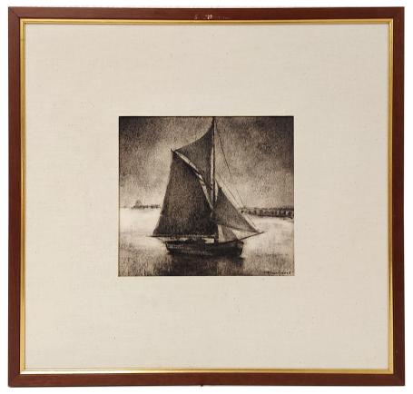 Pastel-Houtskool, Oostendse vissersboot of garnaalboot