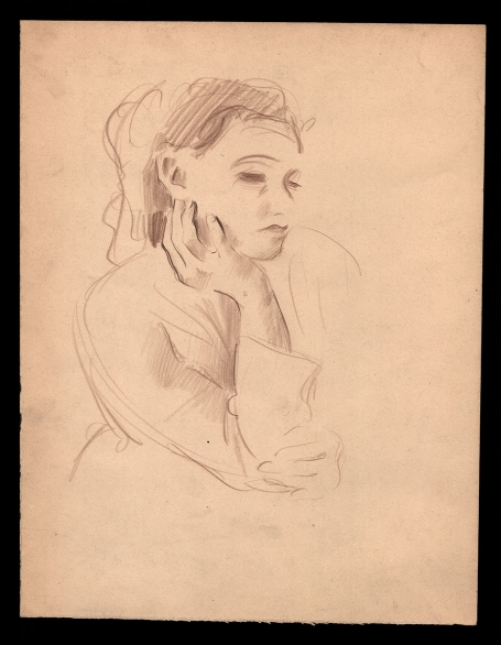 Schets geklede dame en dame met ontblote rug