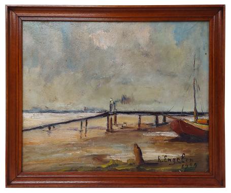 Zicht vanaf Antwerpse Linkeroever 1924 (voor en achterkant)