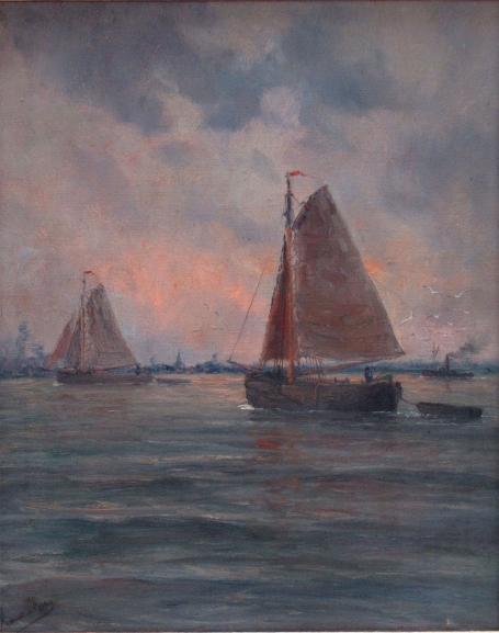 Romain Steppe met zicht op de Schelde met zeilboten