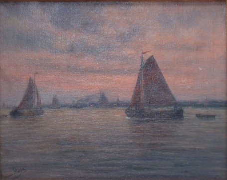 Romain Steppe met zicht op de Schelde met zeilboten