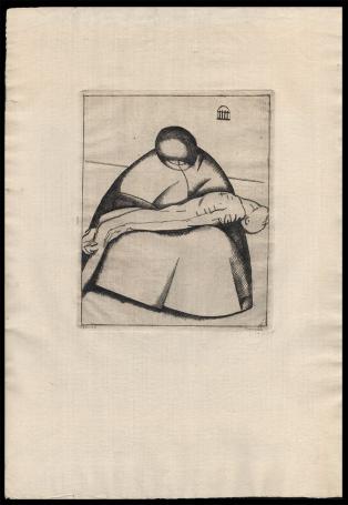 Rouwende vrouw met lichaam in haar handen 32/130