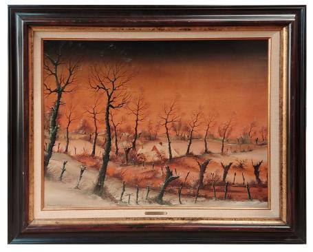 Winterlandschap met dreigende lucht