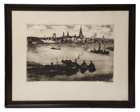 Ets naar het schilderij Antwerpen van Julien Creytens