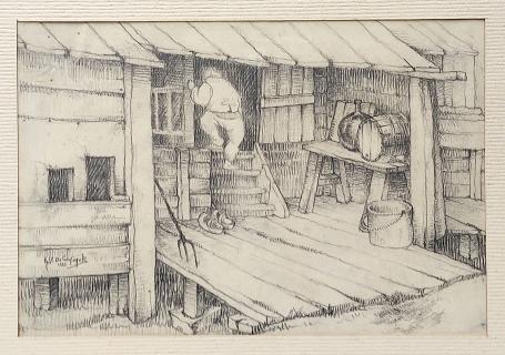 Potloodtekening van de Belgische tekenaar René De Coninck