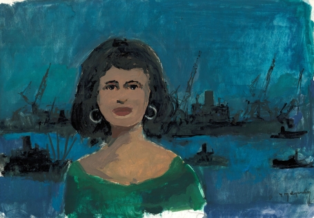 René Marie Dujardin met een waterverfschilderij