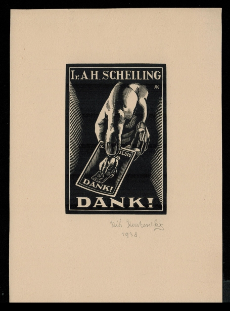Ex libris Ir. A.H. Schelling Dank 1938