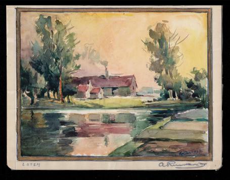 Waterverf landschapje Latem (+/- 1956)