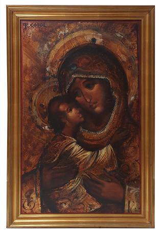 Maria en kind naar icoon geschilderd